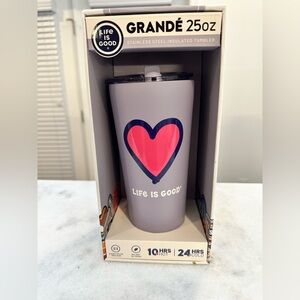 “LIFE IS GOOD” Grande 25oz Pink Heart, Purple Tumbler - NIB